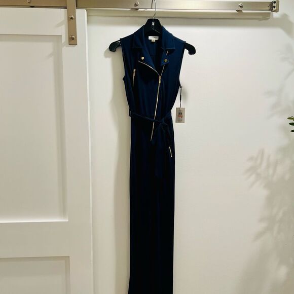 NWT Calvin Klein Indigo Stretchy Jumpsuit with Gold Accents Size 2 - Picture 8 of 8